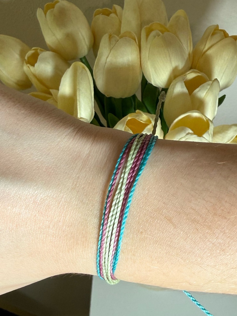 Pura Vida Multicolor Braided String Bracelet in Teal, Purple & Cream